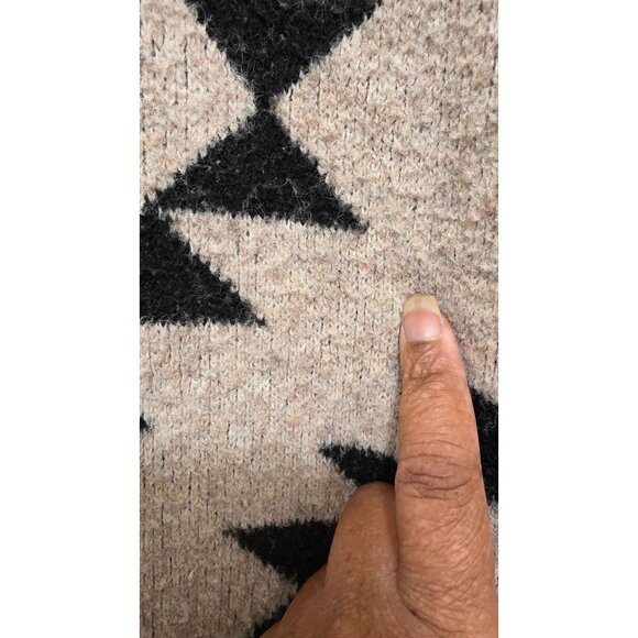 Frye Beige & Black Aztec Open Front Cardigan Sweater M Longline - Picture 4 of 6